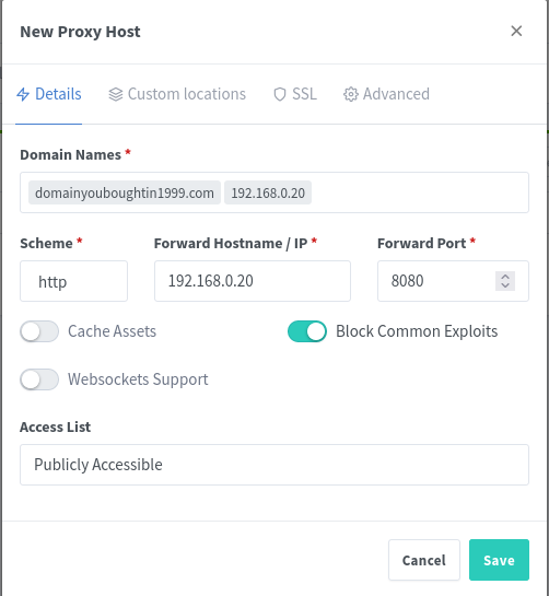 Reverse Proxy configuration